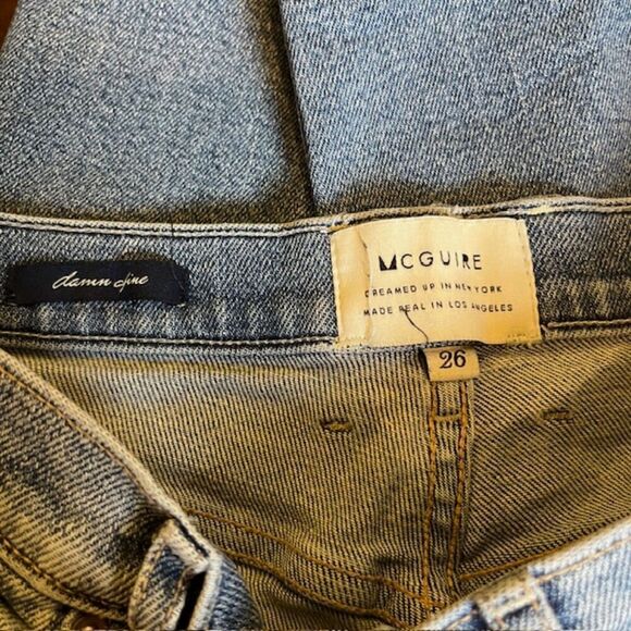 MCGUIRE Damn Fine High Rise Button Fly Jeans Medium Wash Distressed Size 26 - Picture 11 of 12